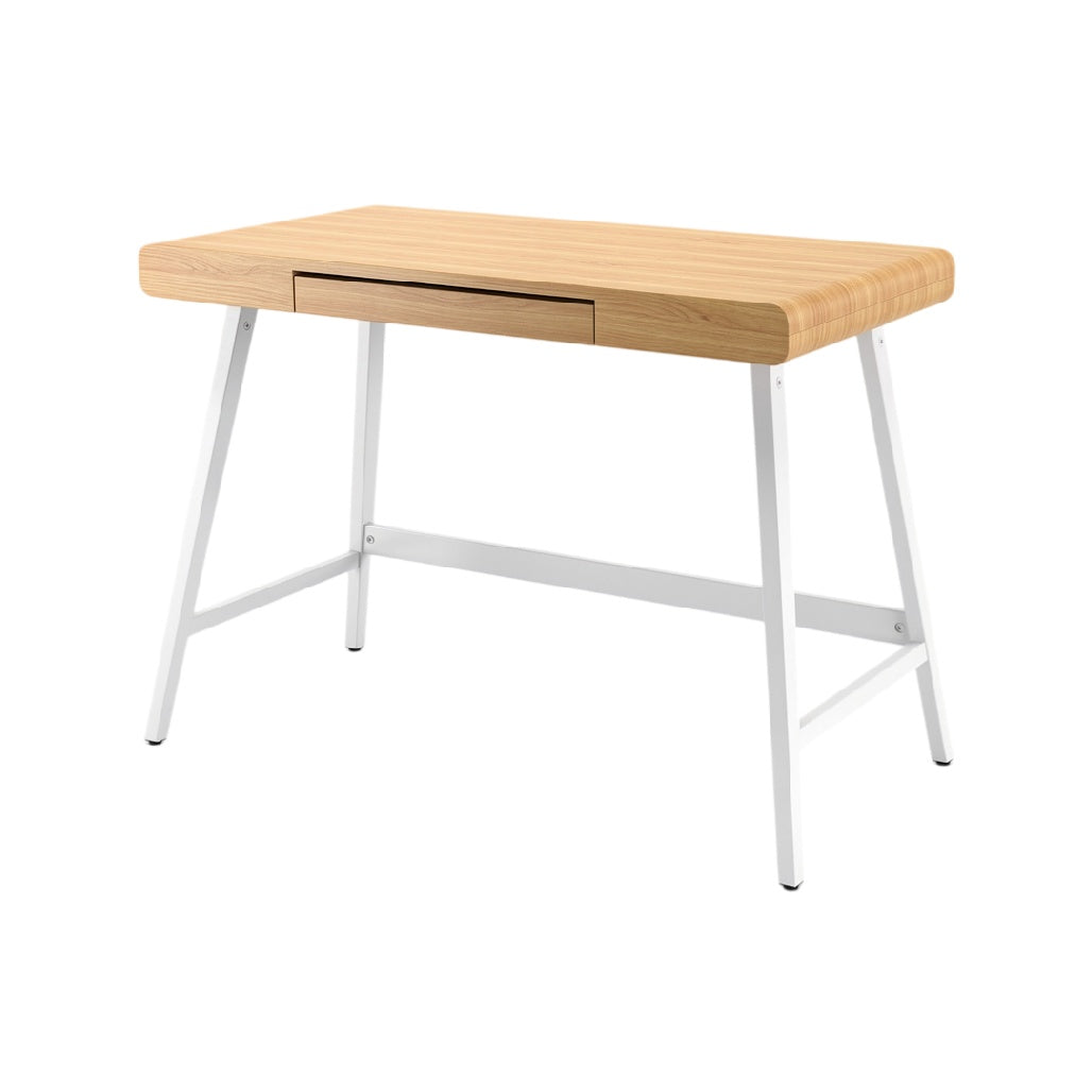 **Bureau moderne en bois avec tiroir et pieds en métal**