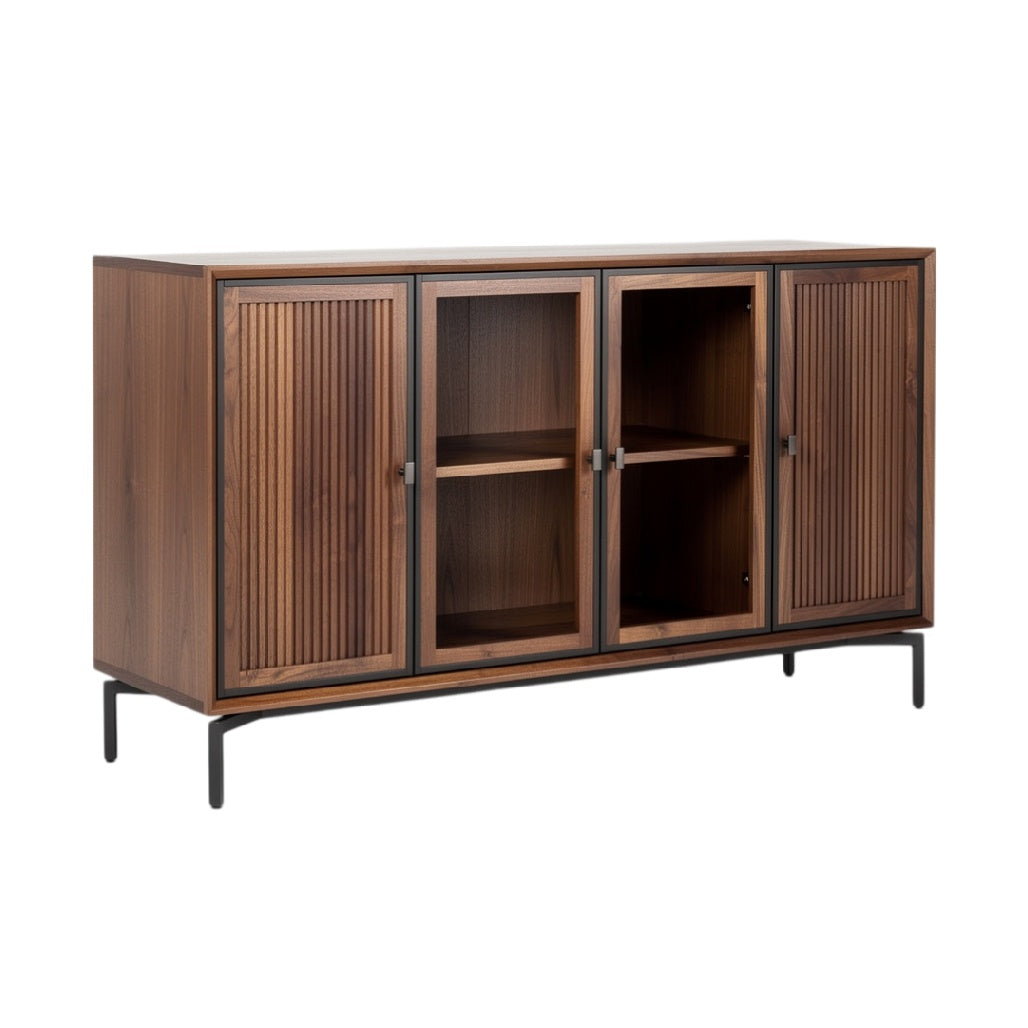 **Meuble de rangement contemporain en bois avec portes en verre**