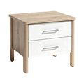 **Table de nuit contemporaine en bois avec tiroirs blancs**