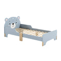 **Lit enfant en bois avec tête de ours, couleur bleu**