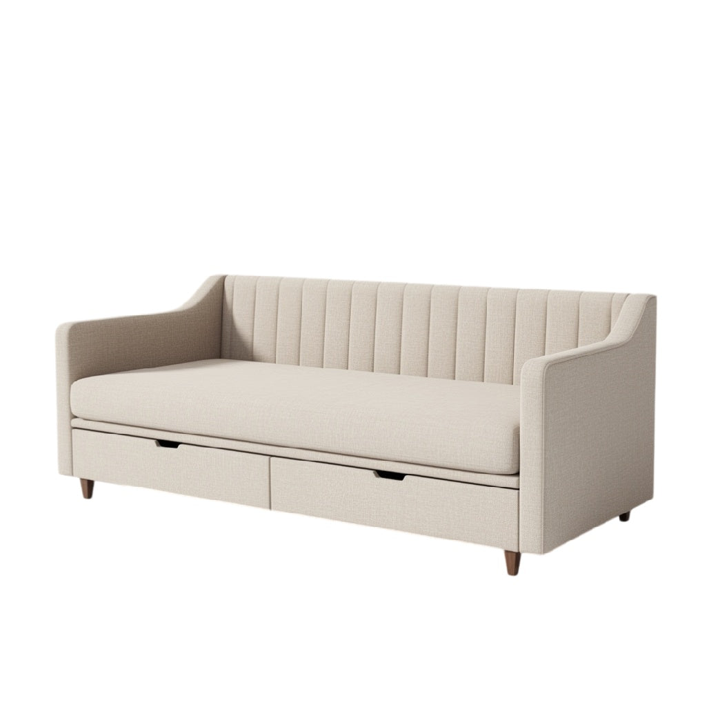 **Canapé contemporain en tissu à rangement intégré**